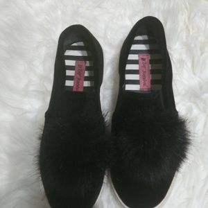 Betsy Johnson's Girl Black Pom-Pom Sneakers